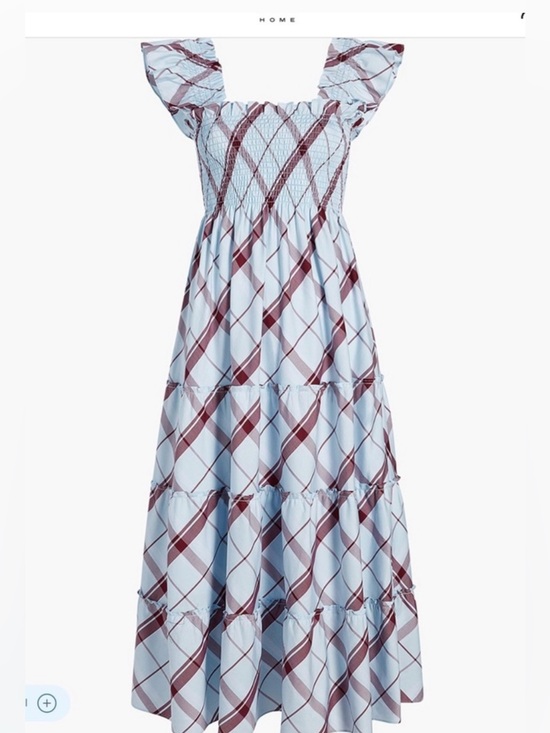 Hill House Dresses & Skirts - Hill House Light Blue & Burgundy Plaid Maxi Dress